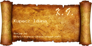 Kupecz Iduna névjegykártya